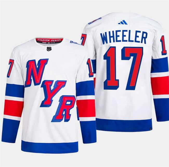 Men's New York Rangers #17 Blake Wheeler White 2024 Stadium Series Stitched Jersey Dzhi